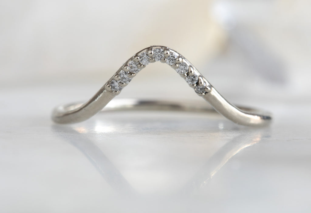 white gold pavé peak stacking band